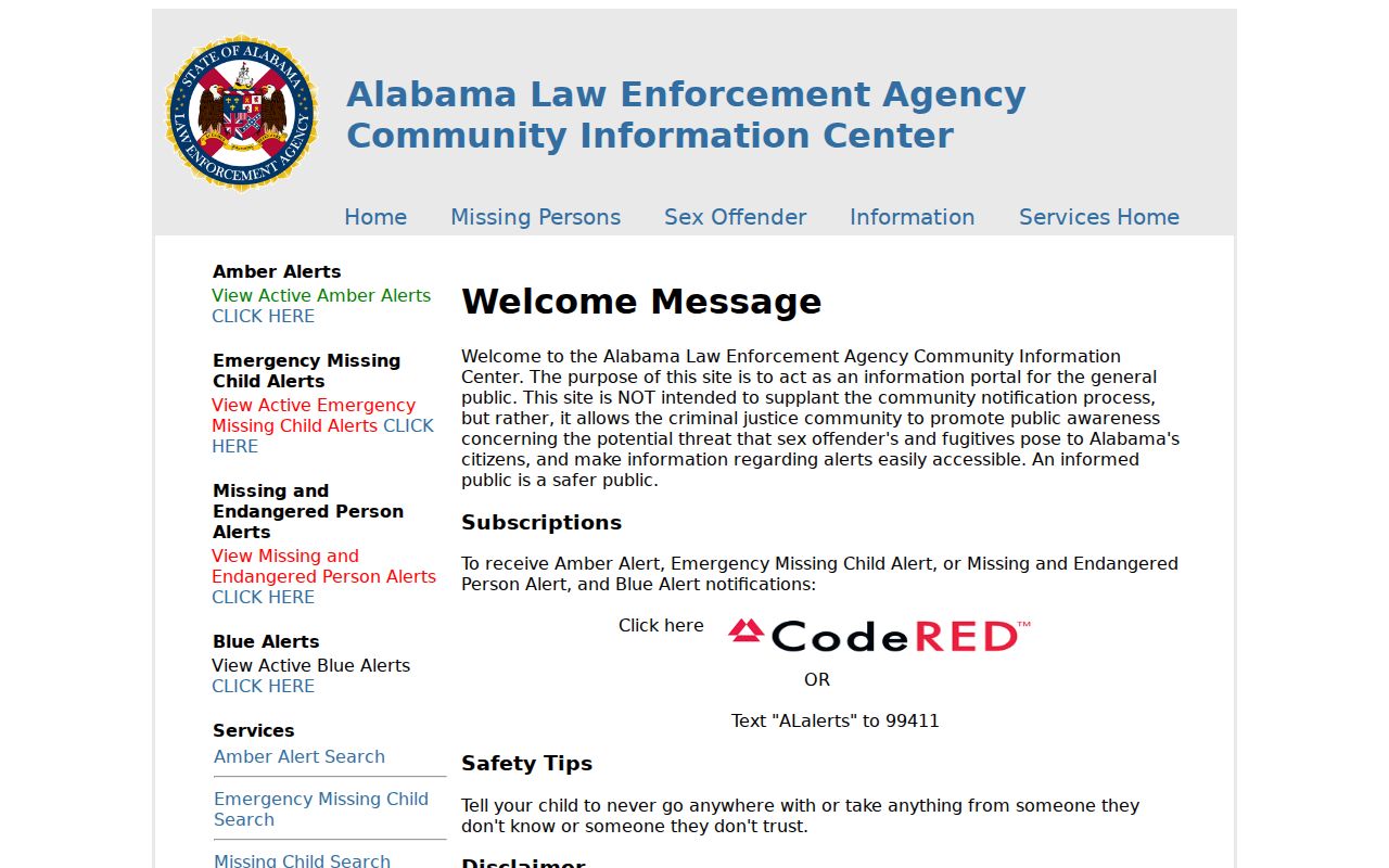 ALEA Community Information Center for Morgan County sex offender checks