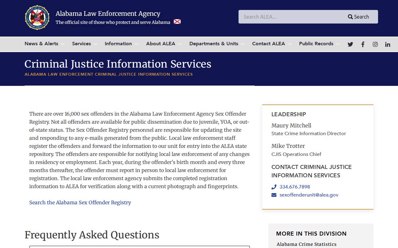 ALEA registry rules for a Morgan County sex offender check