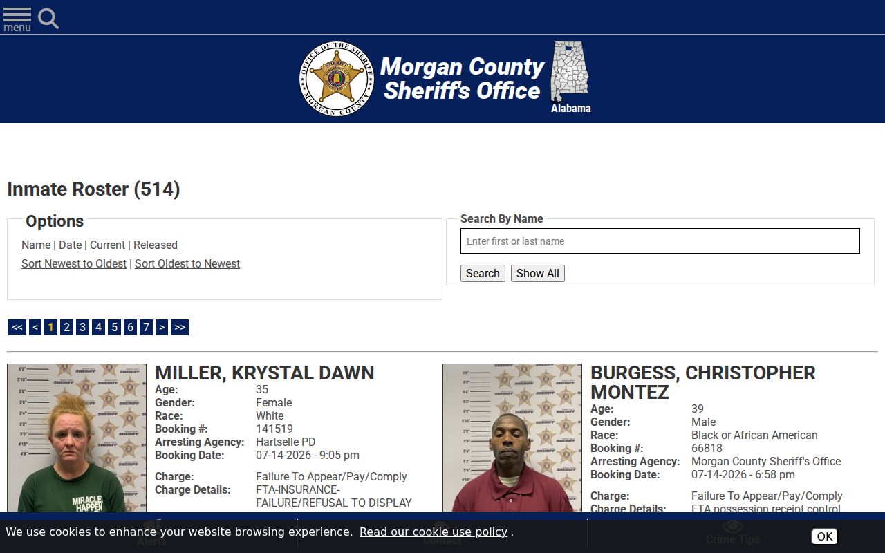 Morgan County arrest records current booking interface