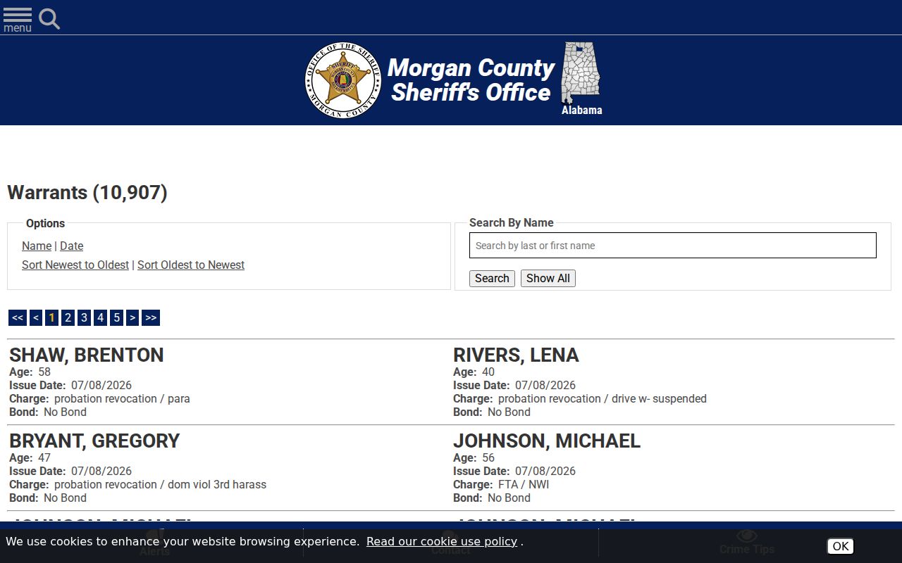 Morgan County criminal warrant record search controls