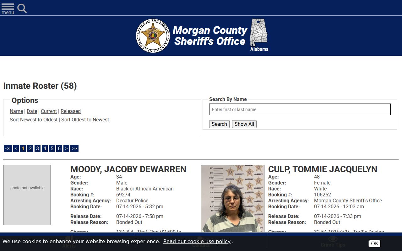 Morgan County arrest history 48-hour release log