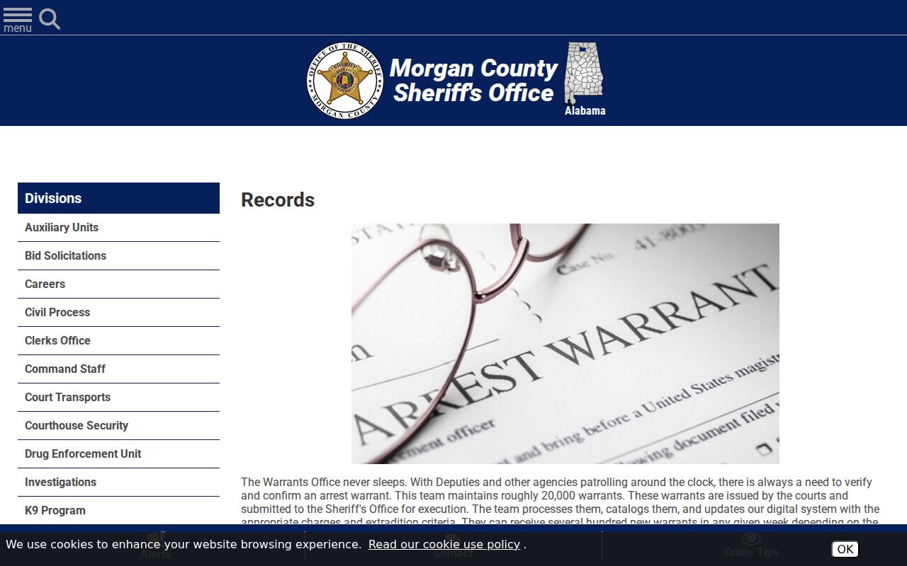 Morgan County criminal records and warrants counter